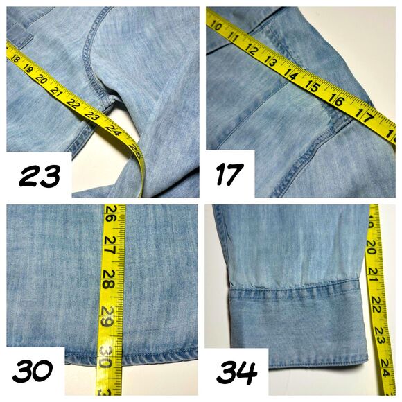 DL1961 TENCEL Light Blue Chambray Button-Down Shirt Women's Size Large RARE D/C - Picture 5 of 13